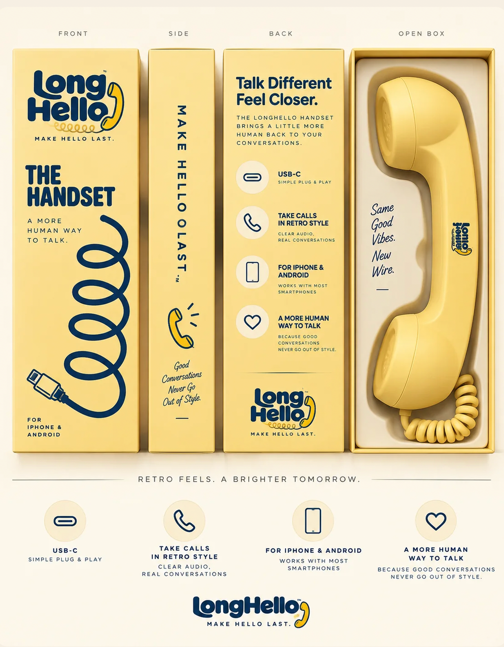 LongHello Retro Phone Handset